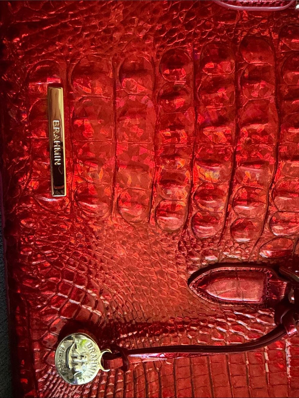 Brahmin Red Croc-Embossed Shoulder Bag - Brand New without tags - Picture 2 of 4
